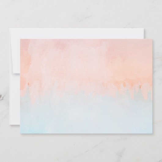 サマーサンセットウォーターカラー水平ブライダルシャワー 招待状 (裏面)