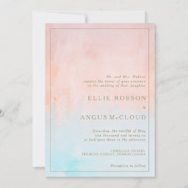 サマーサンセットウォーターカラー結婚式招待状 招待状