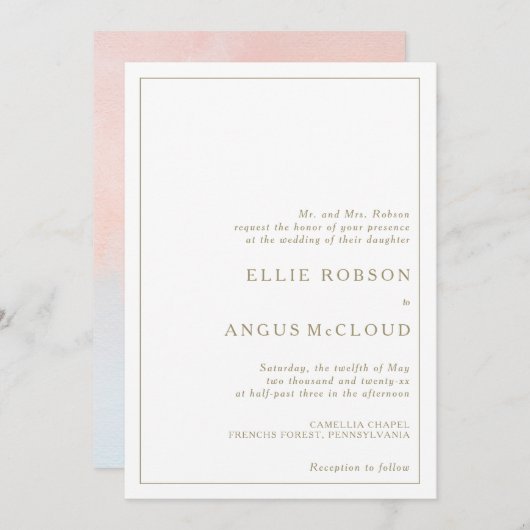 サマーサンセットウォーターカラー結婚式招待状 招待状 (正面/裏面)