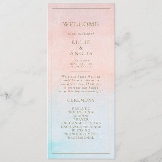 サマーサンセットウォーターカラー結婚式 プログラム (正面)