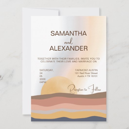 サマーサンセットコーストビーチ結婚式 招待状 (正面)