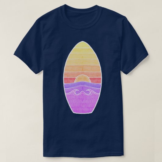 サマーサンセットサーフボードTシャツ Tシャツ (デザイン正面)