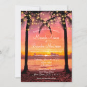 サマーサンセットトロピカルビーチ結婚式 招待状 (正面)