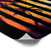 サマーサンセットパームツリーズアメリカンフラッグカッコいい春 ポスター (角)