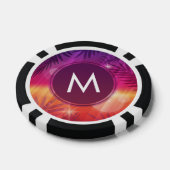 サマーサンセットパームツリーズモノグラムパープルオレンジ ポーカーチップ (シングル)