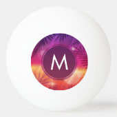 サマーサンセットパームツリーズモノグラムパープルオレンジ 卓球ボール (正面)