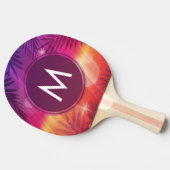 サマーサンセットパームツリーズモノグラムパープルオレンジ 卓球ラケット (横)