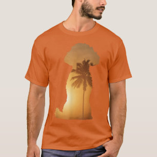 サマーサンセットビーチドッグシルエットプードル Tシャツ
