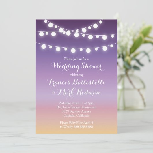 サマーサンセットライトブライダルウェディングシャワー 招待状 (スタンド正面)