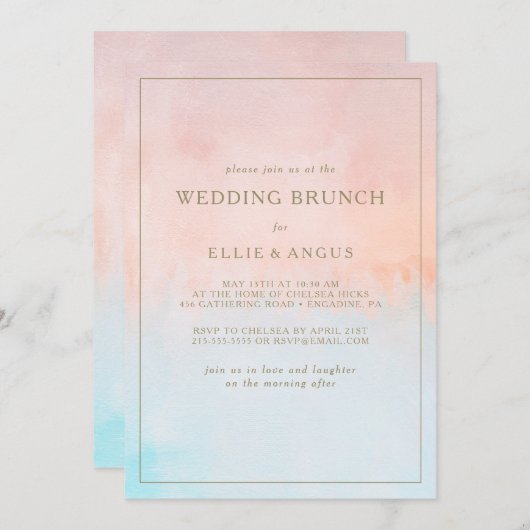 サマーサンセット水彩ウェディングブランチ 招待状 (正面/裏面)