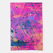 サマーサンセット（ばちゃばちゃ）跳ねる絵を描抽象芸術 キッチンタオル (縦)