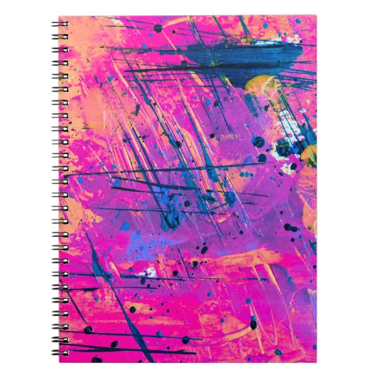サマーサンセット(ばちゃばちゃ)跳ねる絵を描抽象芸術 ノートブック (正面)