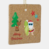 サマーサンタクリスマスホリデーカスタム文字 セラミックオーナメント (右)