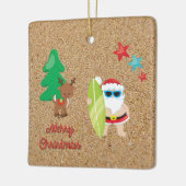 サマーサンタクリスマスホリデーカスタム文字 セラミックオーナメント (左)