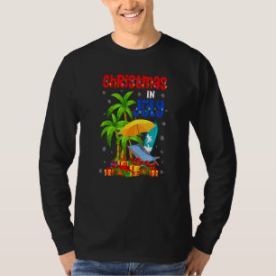 サマーサンタヤシの木 クリスマスインジュライ 男性用Xmas Tシャツ