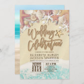 サマーサンディビーチ結婚式ブライダルシャワーヒトデ サンキューカード (正面/裏面)