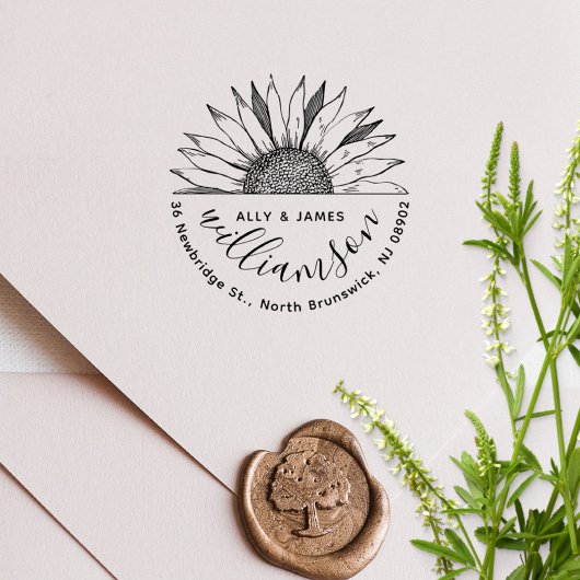 サマーサンフラワーカップルファミリー差出人住所 セルフインキングスタンプ