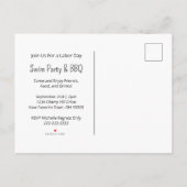 サマーサンフラワースイムパーティーバーベキュー インビテーションポストカード (裏面)