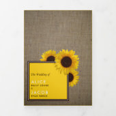 サマーサンフラワーズ&バーラップ結婚ズスイート 三つ折り招待状 (カバー)