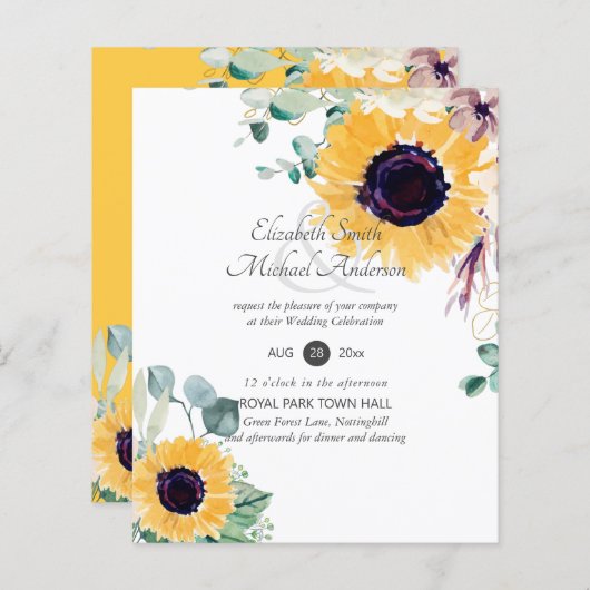 サマーサンフラワーユーカリ結婚グリーン (正面/裏面)