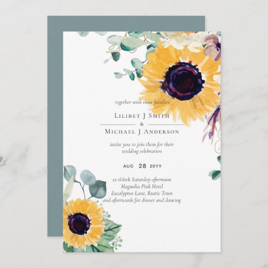 サマーサンフラワーユーカリ結婚グリーン (正面/裏面)