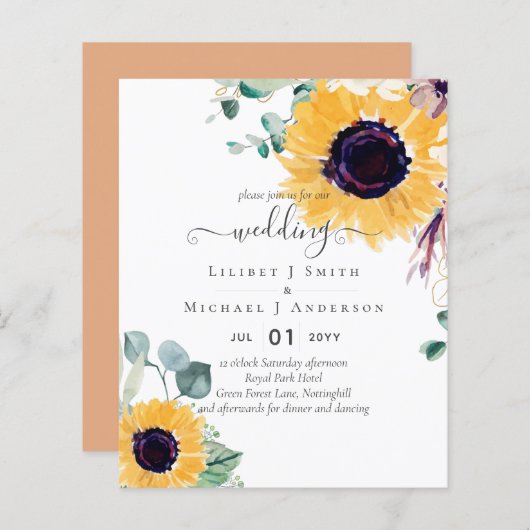 サマーサンフラワーユーカリ結婚グリーン (正面/裏面)