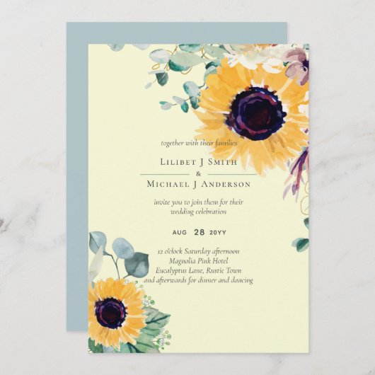 サマーサンフラワーユーカリ結婚グリーン (正面/裏面)