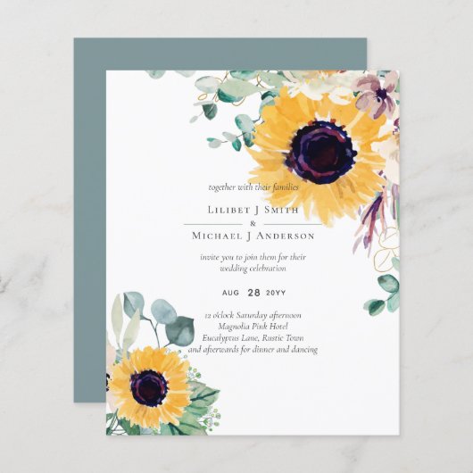 サマーサンフラワーユーカリ結婚グリーン (正面/裏面)