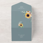 サマーサンフラワーユーカリ結婚グリーン オールインワン招待状 (外側)