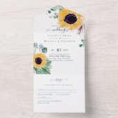 サマーサンフラワーユーカリ結婚グリーン オールインワン招待状 (内側)