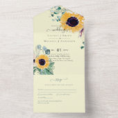 サマーサンフラワーユーカリ結婚グリーン オールインワン招待状 (内側)