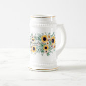 サマーサンフラワーユーカリ結婚グリーン ビールジョッキ (正面右)