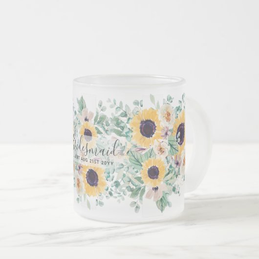 サマーサンフラワーユーカリ結婚グリーン フロストグラスマグカップ (正面右)