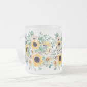 サマーサンフラワーユーカリ結婚グリーン フロストグラスマグカップ (正面左)