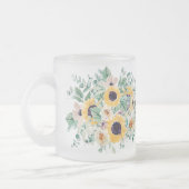 サマーサンフラワーユーカリ結婚グリーン フロストグラスマグカップ (左)