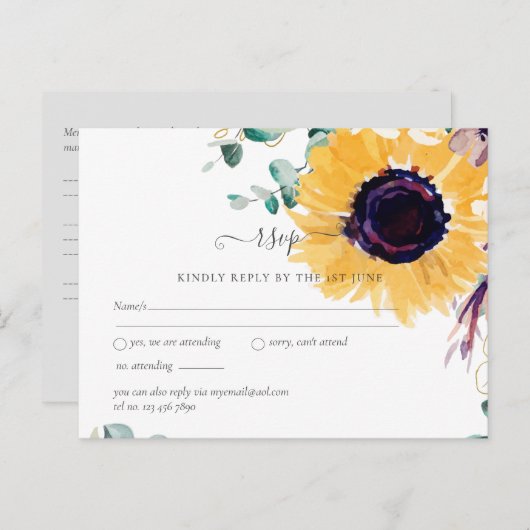 サマーサンフラワーユーカリ結婚グリーン ポストカード (正面/裏面)