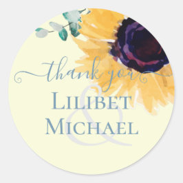 サマーサンフラワーユーカリ結婚グリーン ラウンドシール