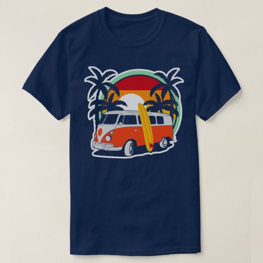 サマーサーファービーチヒッパイヴァンサーフボード Tシャツ (デザイン正面)