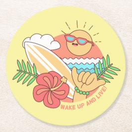 サマーサーファー紙コースター ラウンドペーパーコースター