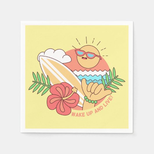 サマーサーファー紙ナプキン スタンダードカクテルナプキン (正面)