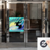 サマーサーフィンおもしろいサンダー_コーブ ウィンドウサイン (オフィスドア)