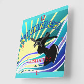 サマーサーフィンおもしろいサンダー_コーブ スクエア壁時計 (傾斜)