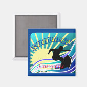 サマーサーフィンおもしろいサンダー_コーブ マグネット (正面/裏面)