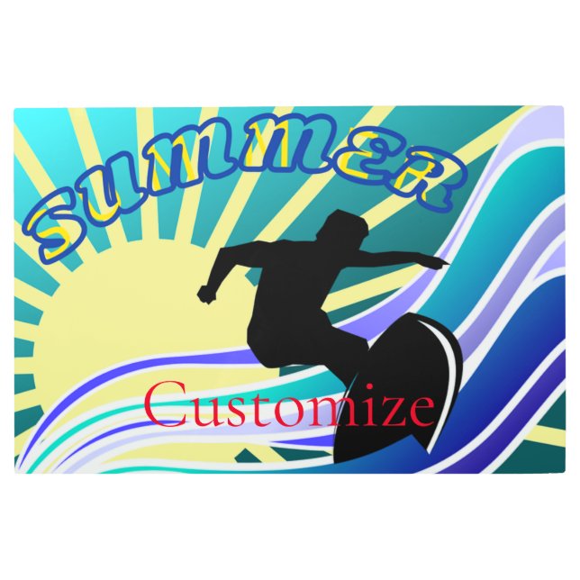 サマーサーフィンおもしろいサンダー_コーブ メタルプリント (正面)