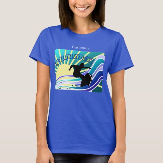 サマーサーフィンおもしろいサンダー_コーブ Tシャツ (正面)