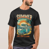 サマーサーフィンビンテージ バン - 夏のサーフィン Tシャツ (正面)