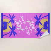 サマーサーフィン名前をカスタムするビーチタオル ビーチタオル (正面)