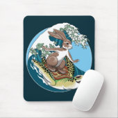 サマーサーフィン – タートルアンドラビットイラストレーション マウスパッド (マウス)