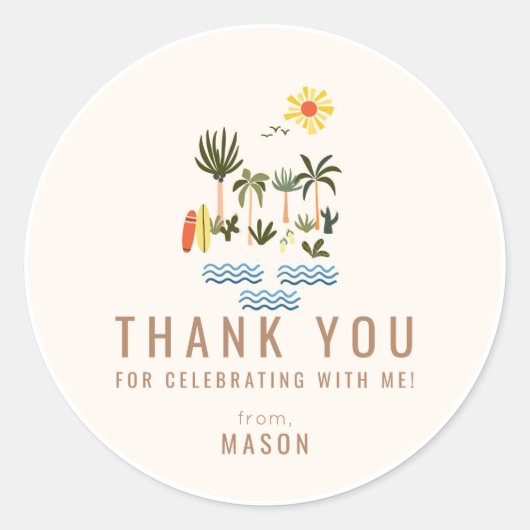 サマーサーフバースデーパーティーありがとうございますお気に入クラシックり ラウンドシール (正面)