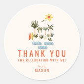 サマーサーフバースデーパーティーありがとうございますお気に入クラシックり ラウンドシール (正面)